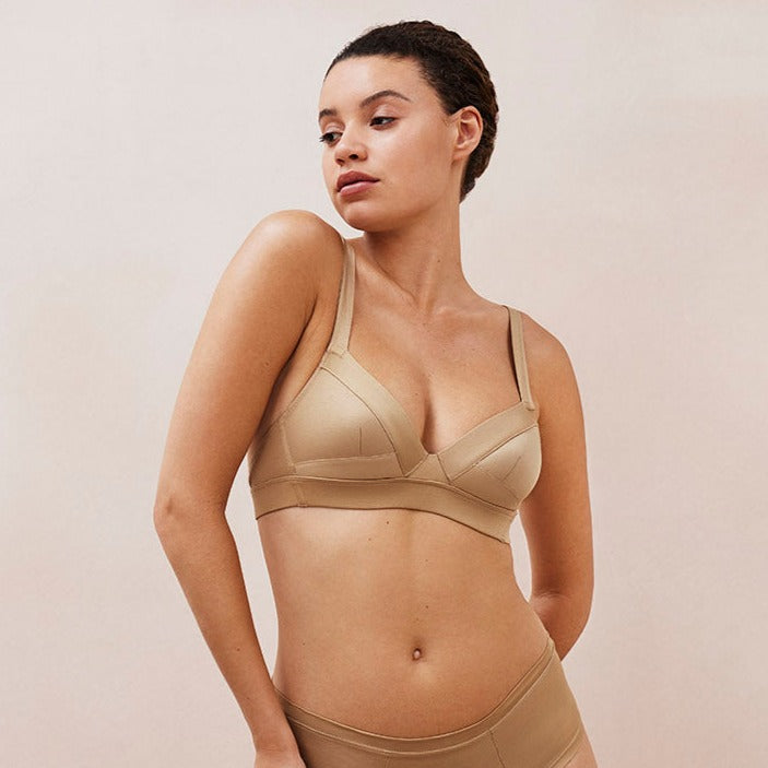 wireless bra supportive nude