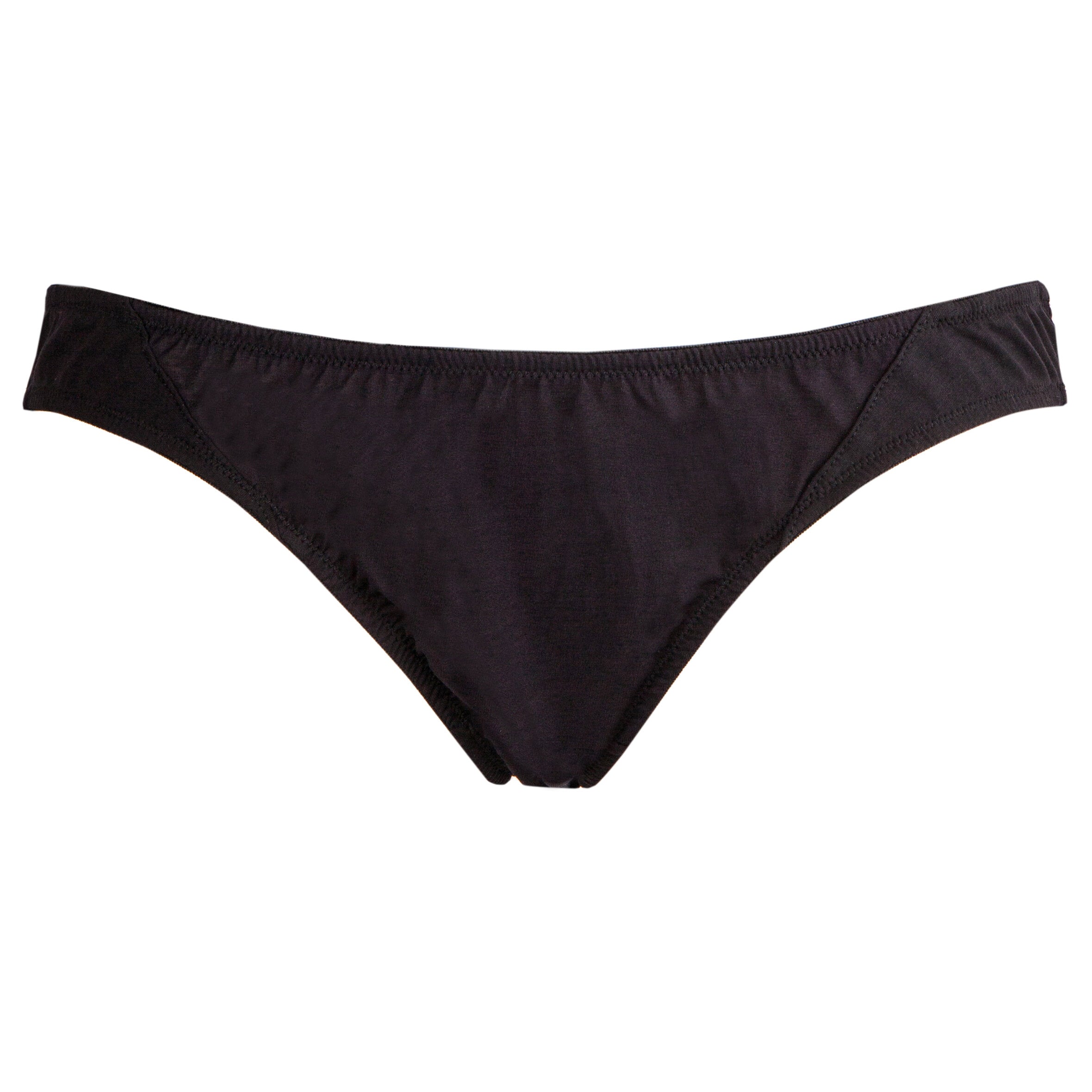 ANGLED THONG, COTTON STRETCH TULLE / ORGANIC COTTON JERSEY, BLACK, 24- –  Rossell England Ltd