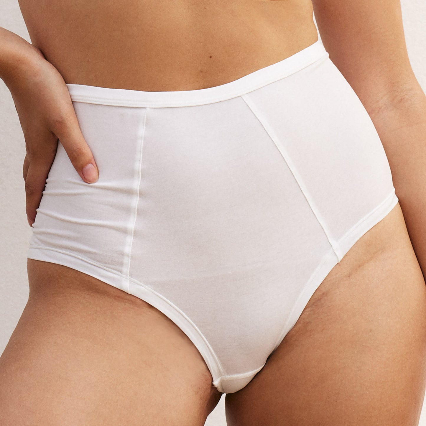 SIMPLE HIGH WAIST BRIEF, ORGANIC COTTON JERSEY, SAND, 22-24-142