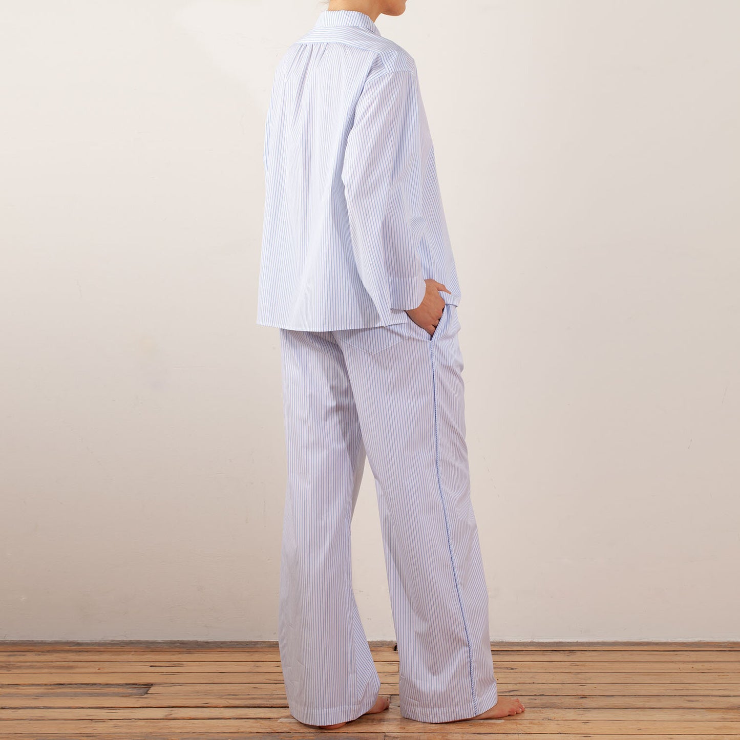 PJ PANT, STRIPED COTTON POPLIN, WHITE/BLUE STRIPE, 21-23-1151