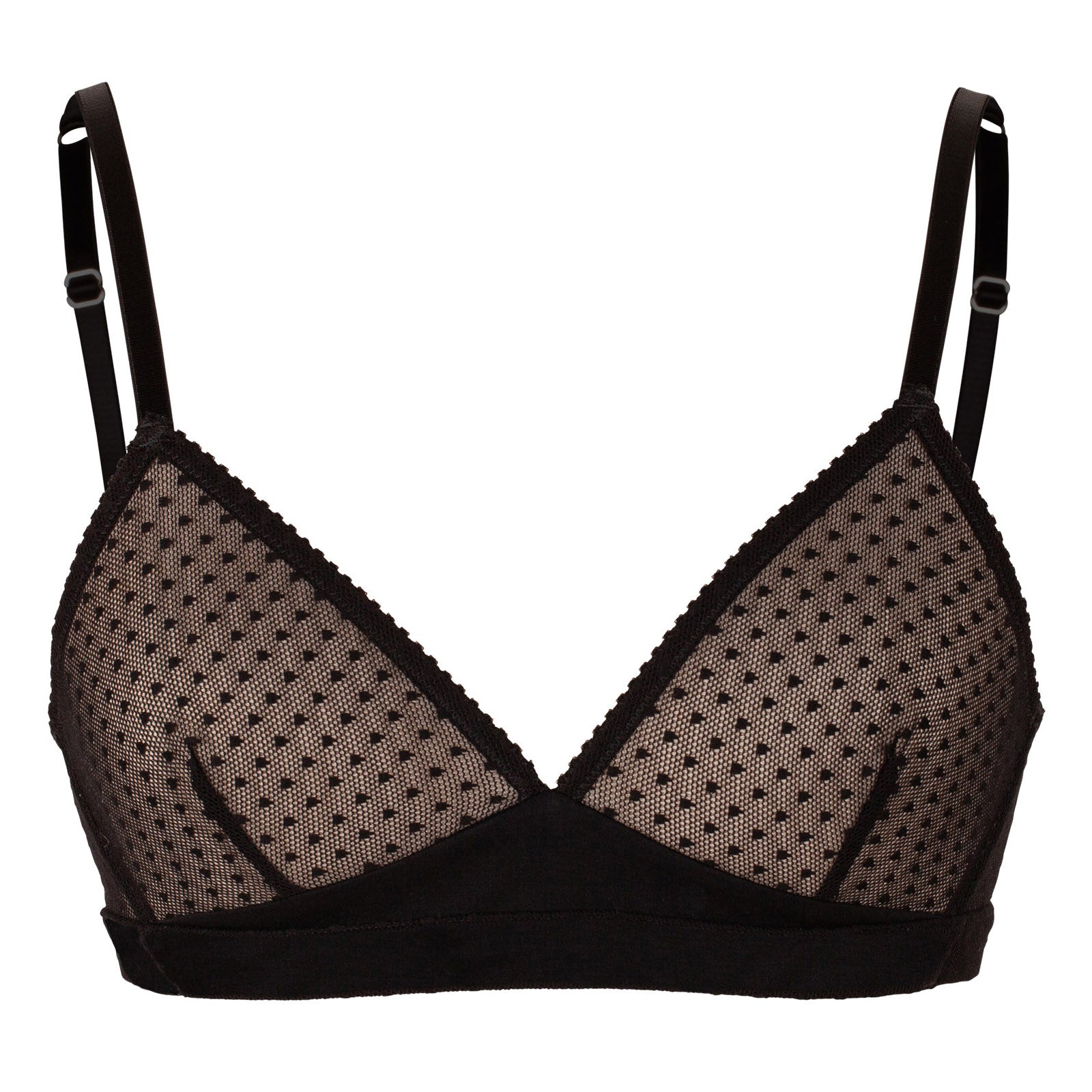 Non wired bra, Cotton stretch mesh bra, Black – Rossell England Ltd