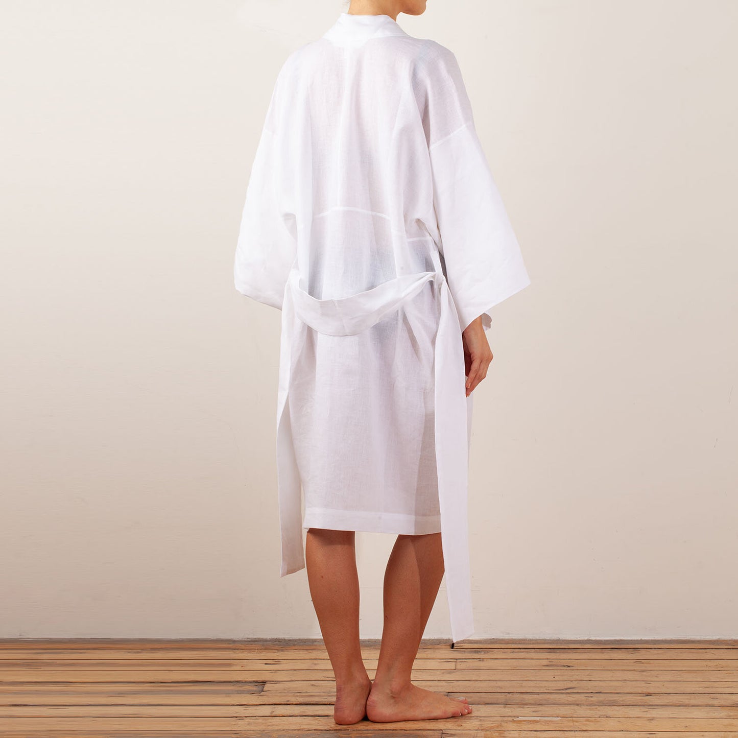 SHORT ANGLED KIMONO, 100% IRISH LINEN, WHITE, 21-23-1341