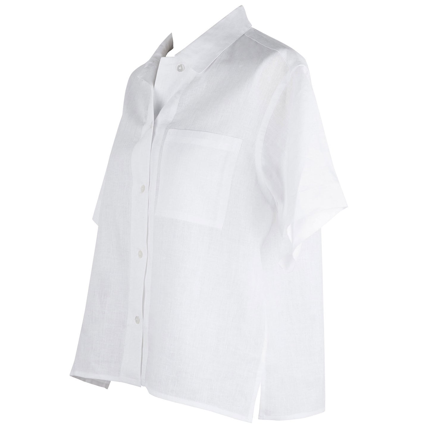 SHORT SLEEVE PJ SHIRT, 100% IRISH LINEN, WHITE, 21-23-1501