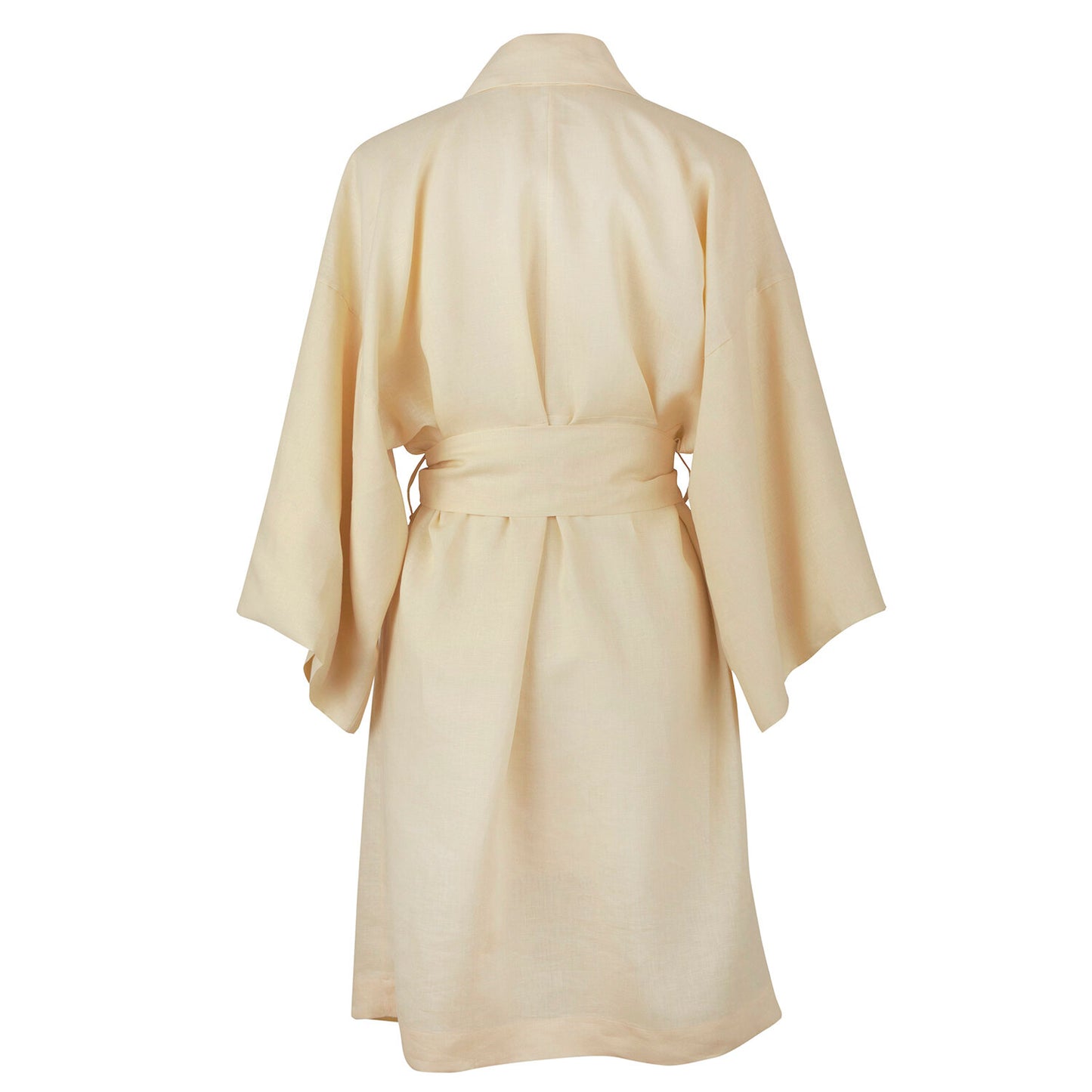 SHORT ANGLED KIMONO STYLE ROBE, 100% PURE IRISH LINEN, PRIMROSE YELLOW