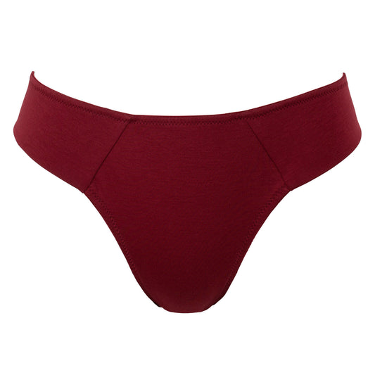 ANGLED THONG, ORGANIC COTTON JERSEY, BORDEAUX, 22-124-141